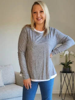 Alice 2 in 1 Knit Top - Charcoal