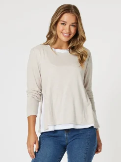 Alice 2 in 1 Knit Top - Stone