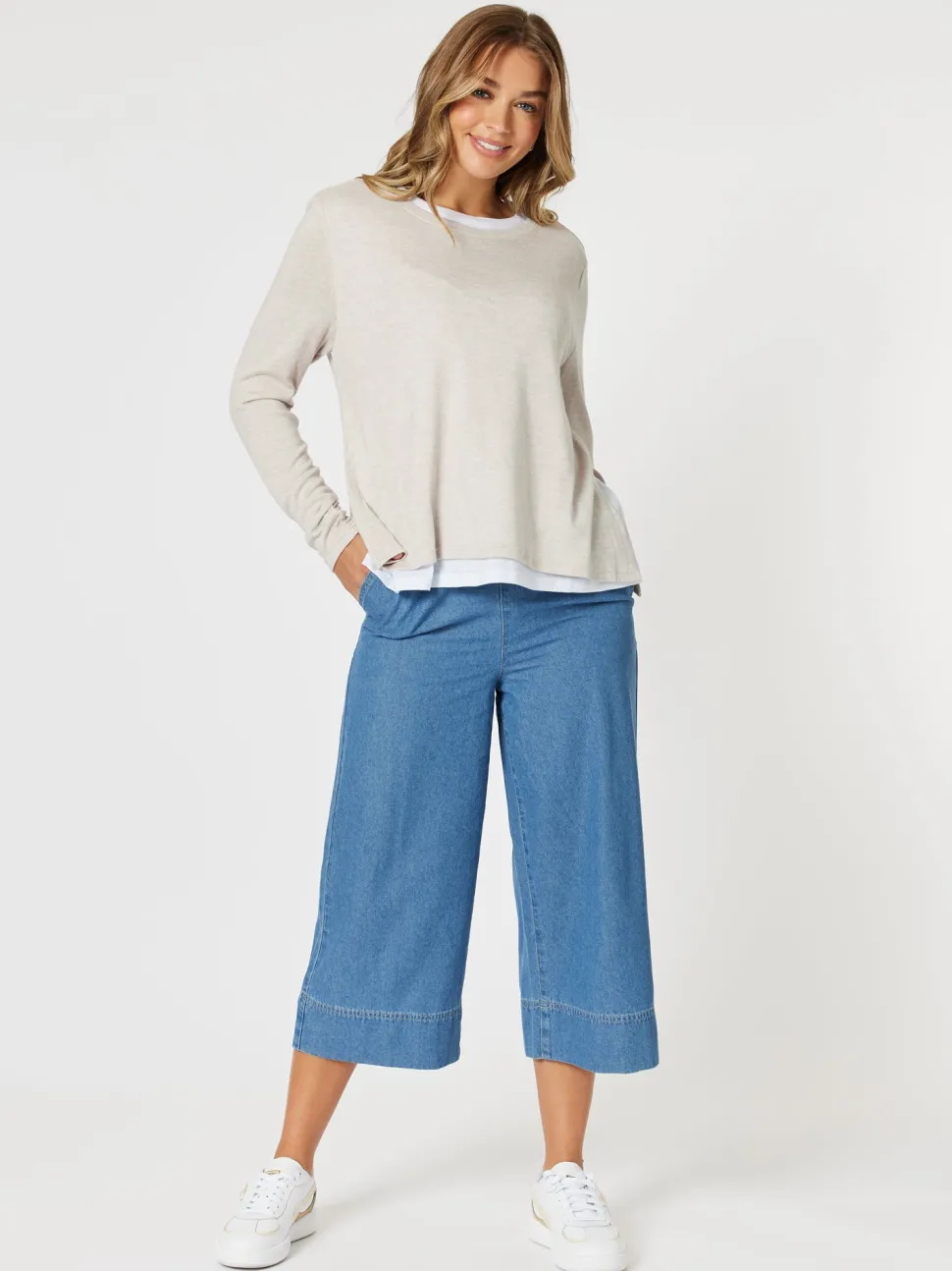 Alice 2 in 1 Knit Top - Stone