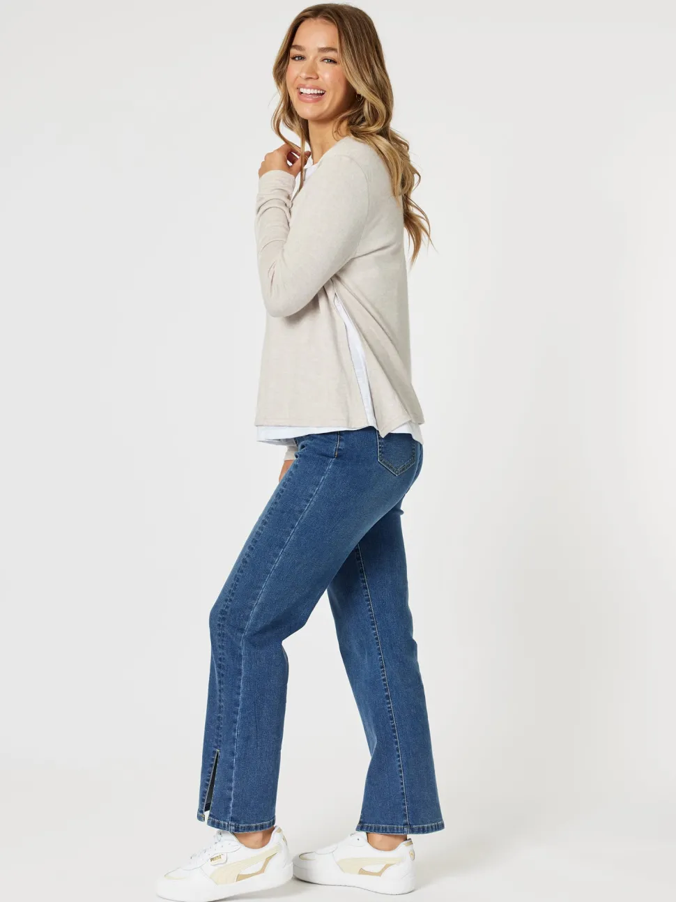 Alice 2 in 1 Knit Top - Stone
