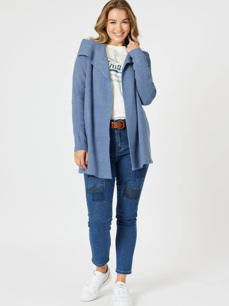 Ava Rib Cardigan - Indigo