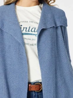 Ava Rib Cardigan - Indigo