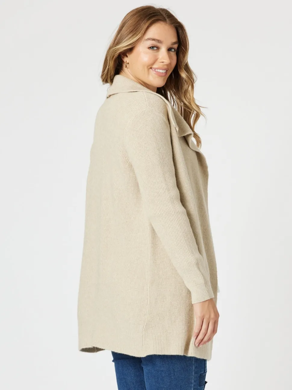 Ava Rib Cardigan - Natural