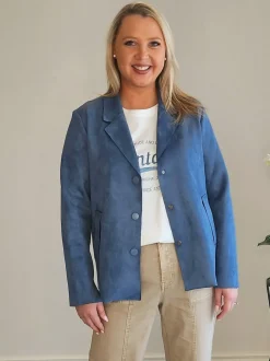 Avenue Faux Suede Jacket - Indigo