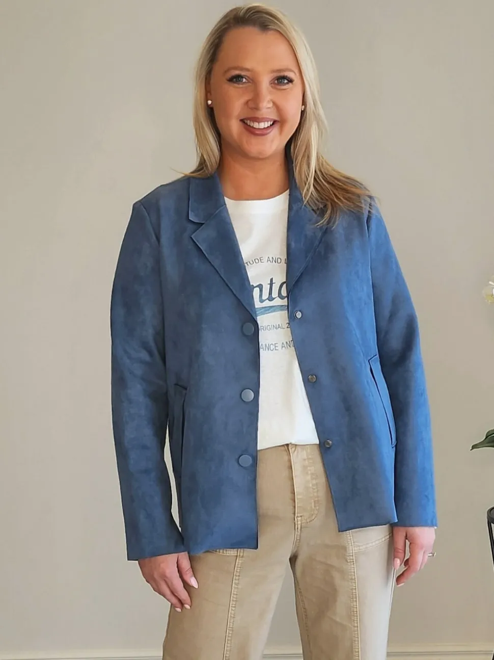 Avenue Faux Suede Jacket - Indigo
