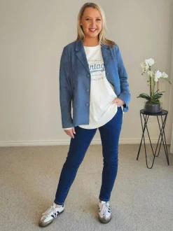 Avenue Faux Suede Jacket - Indigo