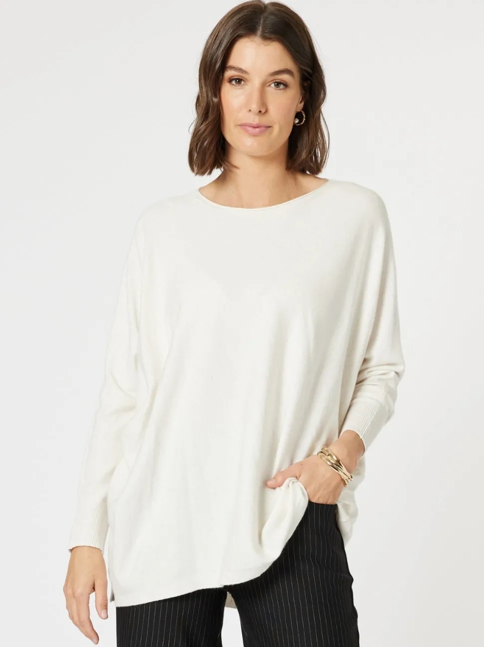 Avery Button Back Knit - Ivory