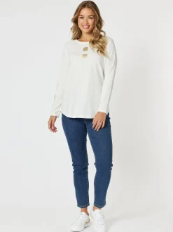 Be Square Long Sleeve Top - White