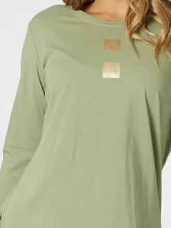 Be Square Long Sleeve Top - Khaki