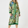 Brooklyn Print Button Dress - Khaki Multi