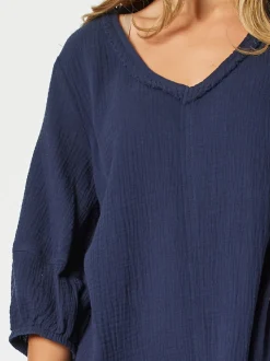 Byron Cotton Dress - Navy