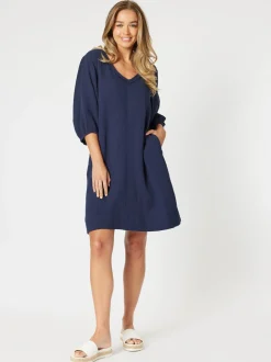 Byron Cotton Dress - Navy