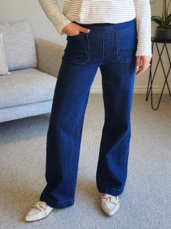 Carpenter Stretch Wide Leg Jean - Dark Denim
