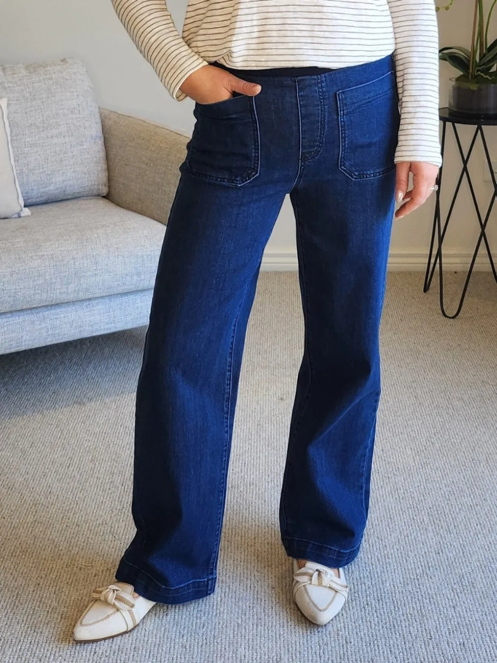 Carpenter Stretch Wide Leg Jean - Dark Denim