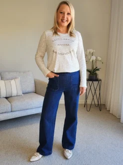 Carpenter Stretch Wide Leg Jean - Dark Denim