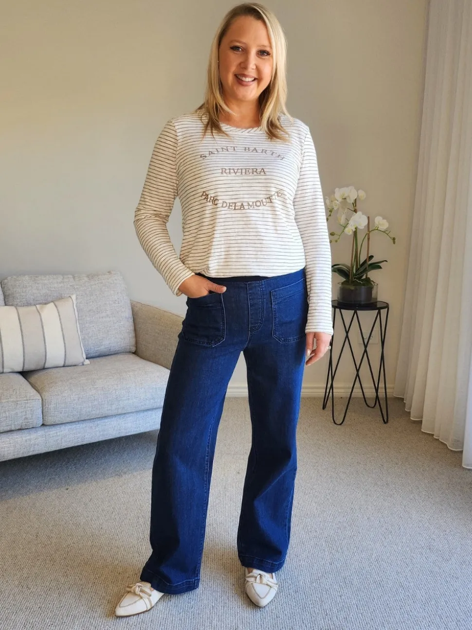Carpenter Stretch Wide Leg Jean - Dark Denim