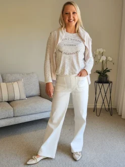 Carpenter Stretch Wide Leg Jean - White