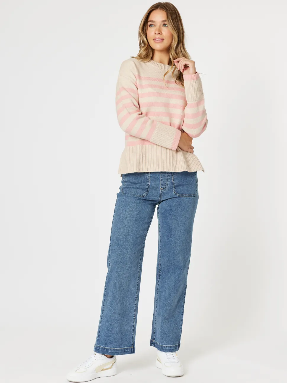 Carpenter Stretch Wide Leg Jean - Washed Denim