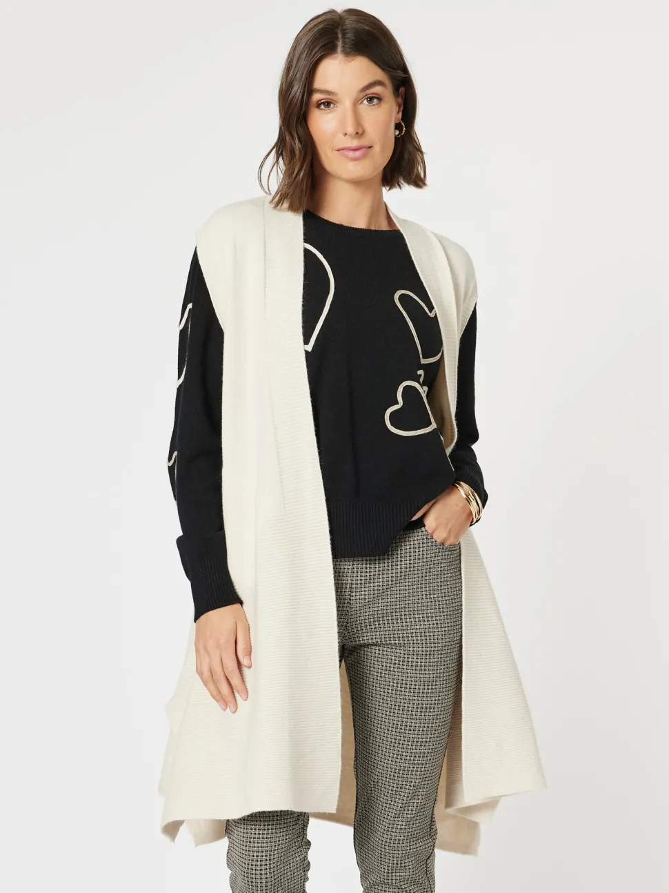 Casa Longline Knit Vest - Light Natural