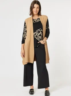 Casa Longline Knit Vest - Caramel