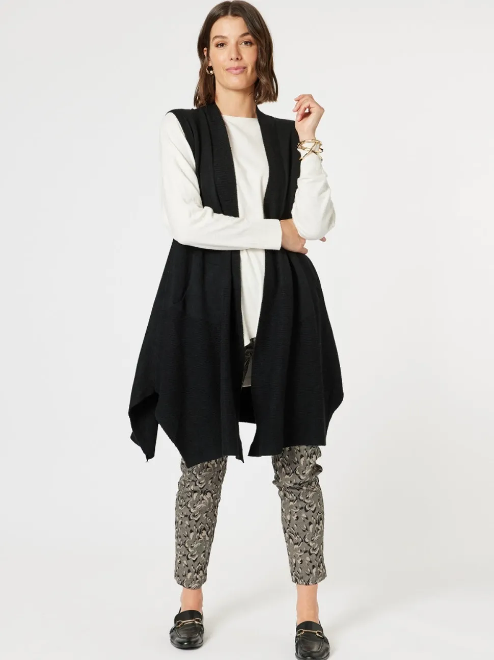 Casa Longline Knit Vest - Black