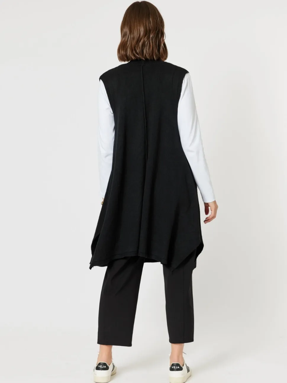 Casa Longline Knit Vest - Black