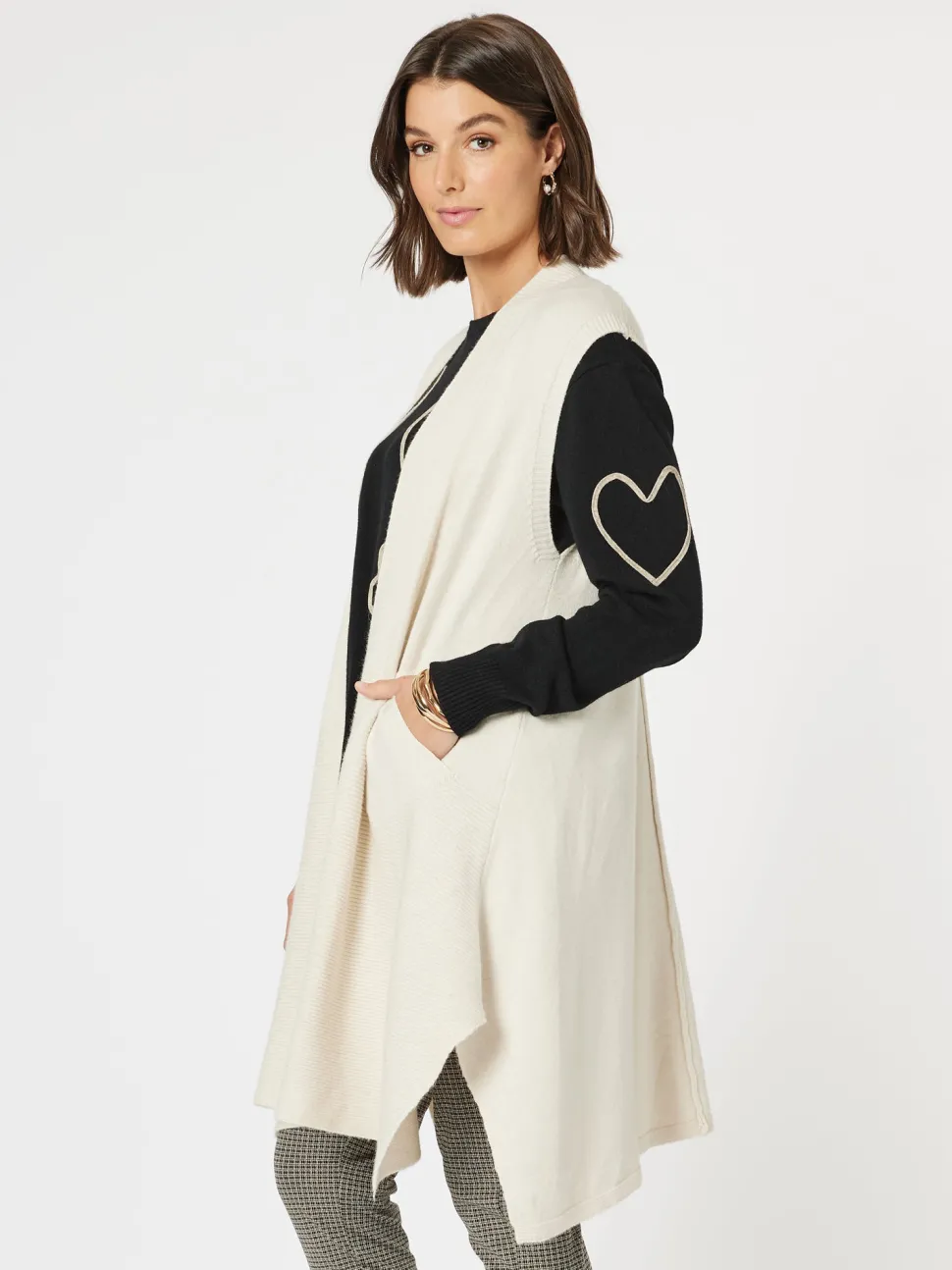 Casa Longline Knit Vest - Light Natural