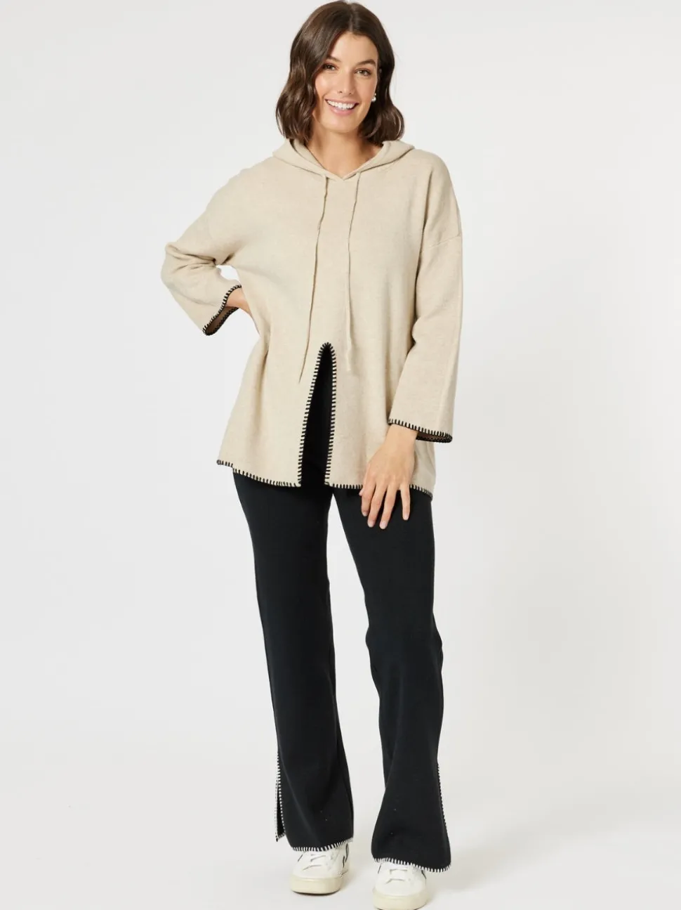 Cosy Split Hem Pant - Black