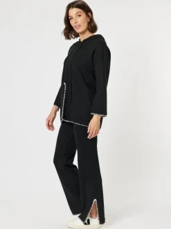 Cosy Split Hem Pant - Black