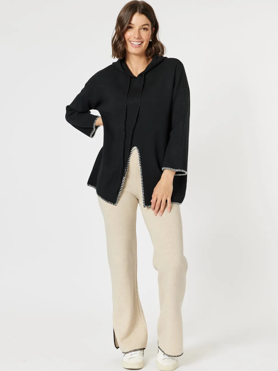 Cosy Split Hem Pant - Natural