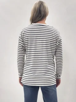 Coventry Stripe Print Long Sleeve Tee - Navy/White