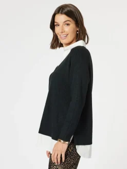 Deux V Neck Knit - Black