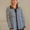 Emmie Stripe Print Shirt - Black/White