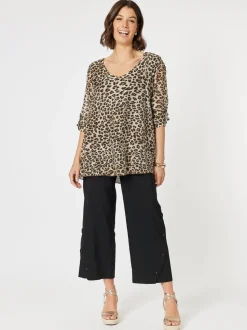Gallery Wide Leg Button Pant - Black