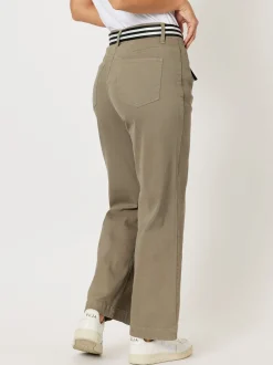 Georgia Stretch Cotton Wide Leg Jean - Khaki