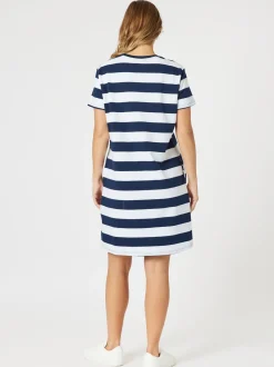 Heart Stripe Print Dress - Orange