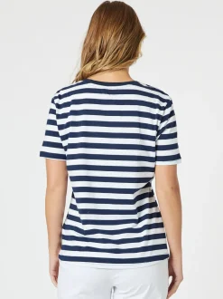 Heart Stripe Print Tee - Orange