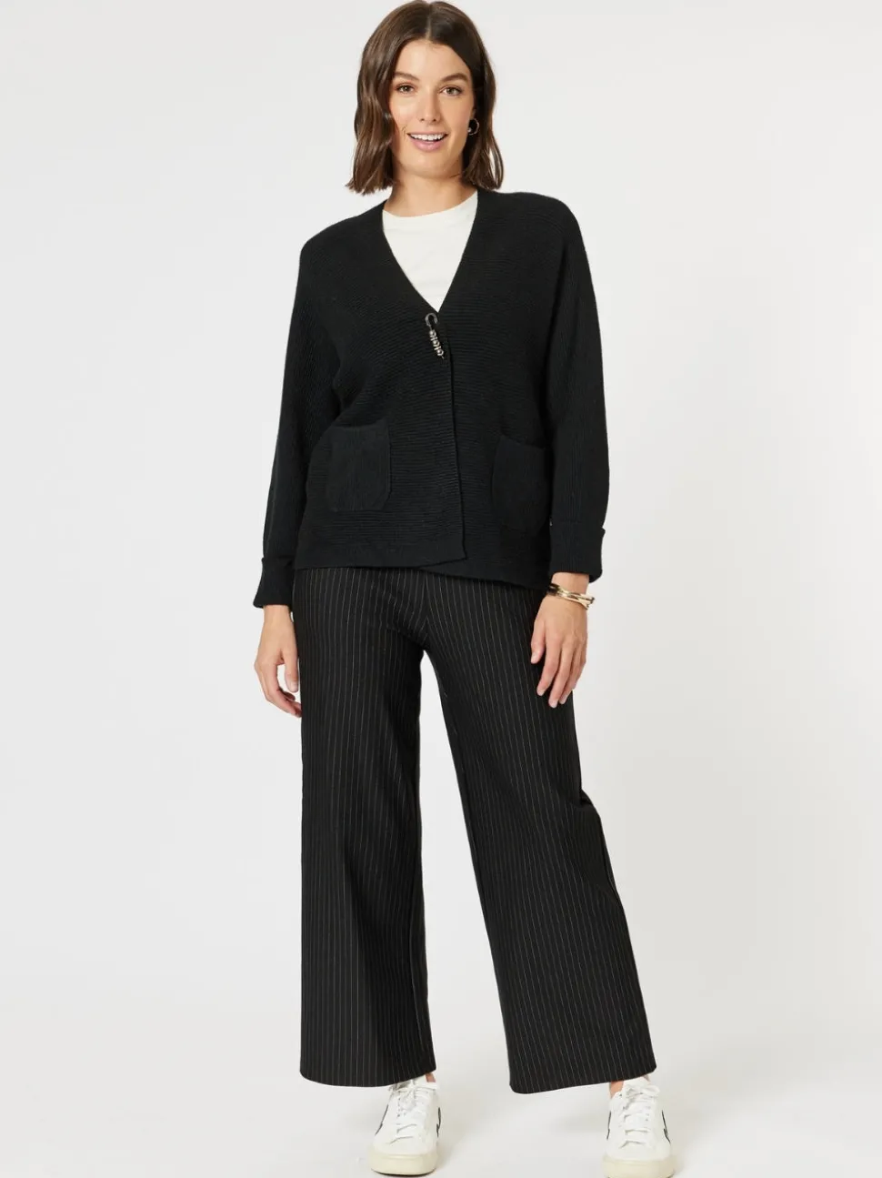 Highland Rib Cardigan - Black