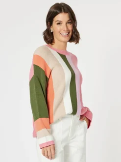 Indie Stripe Print Knit Top - Multi