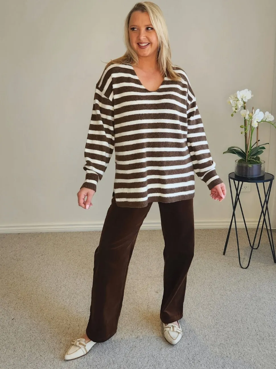 Jackie Stripe Knit - Chocolate