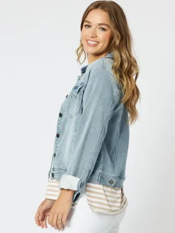 Knitted Stretch Denim Jacket - Denim