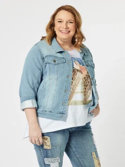 Knitted Stretch Denim Jacket - Denim
