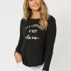 Les Copines Long Sleeve Top - Black