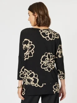 Louvre Floral Top - Black/Natural