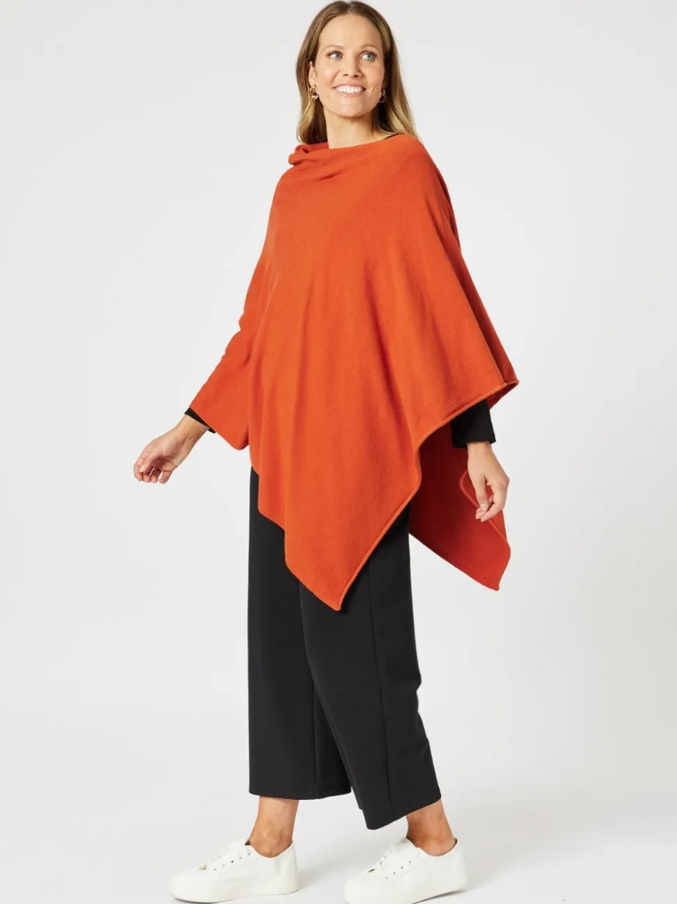 Macy Knit Poncho - Paprika