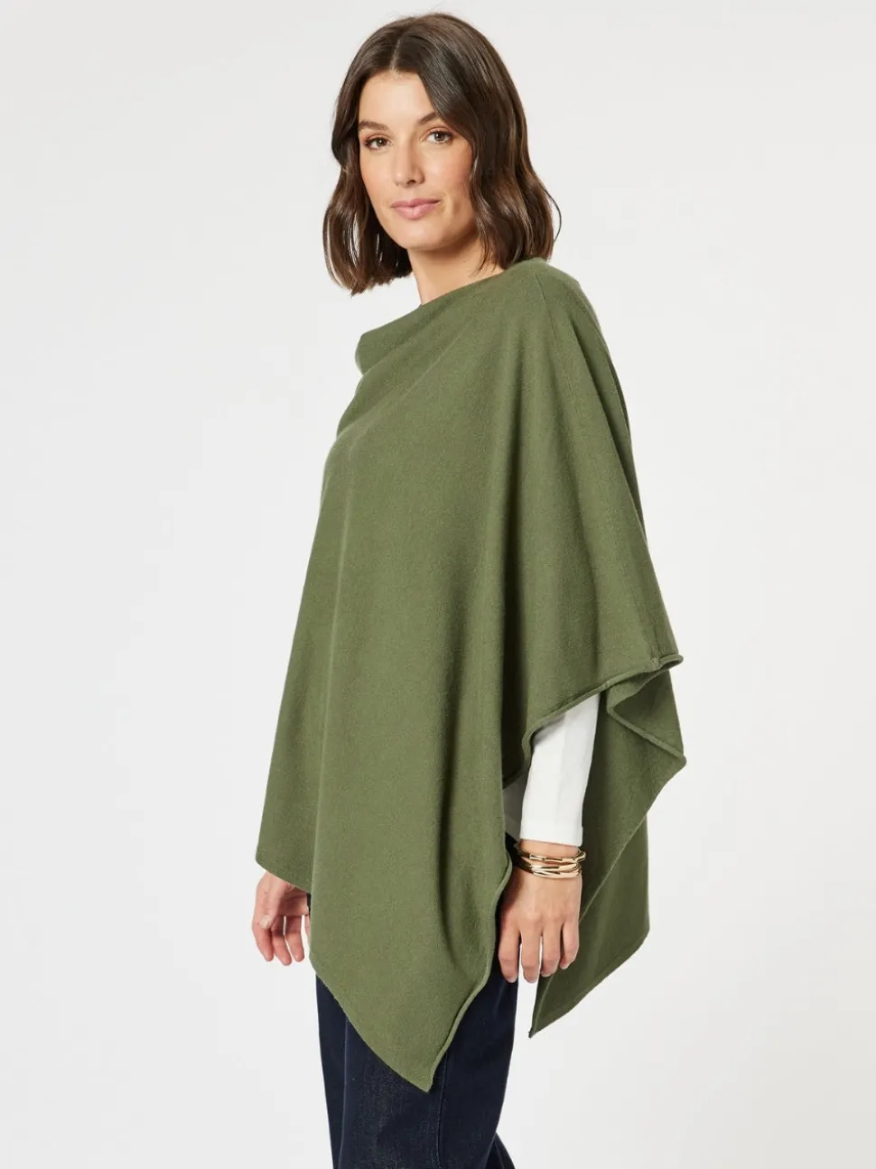 Macy Knit Poncho -Khaki