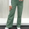 Maddy High Rise Wide Leg Jean - Khaki