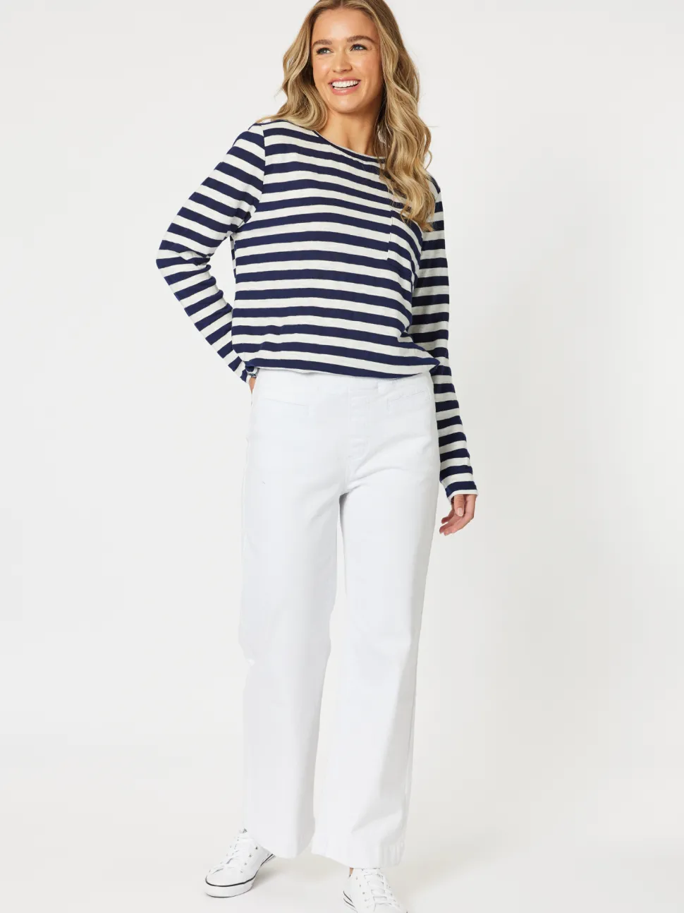 Maddy High Rise Wide Leg Jean - White
