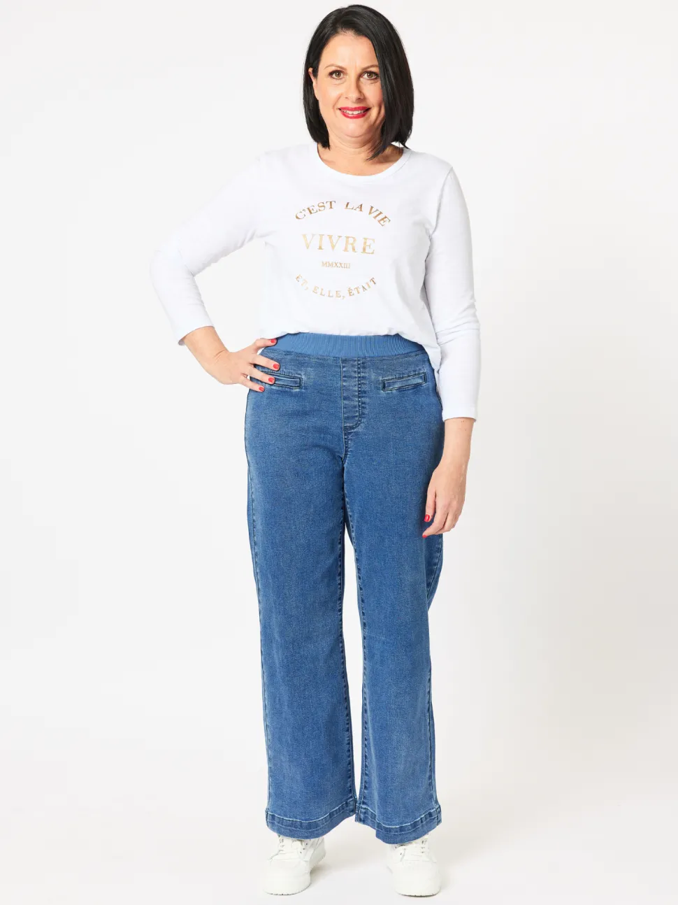 Maddy High Rise Wide Leg Jean - Denim