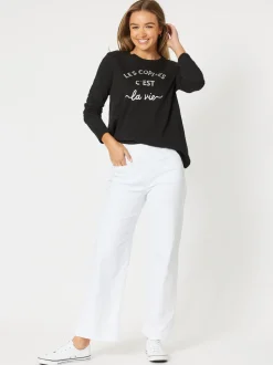 Maddy High Rise Wide Leg Jean - White